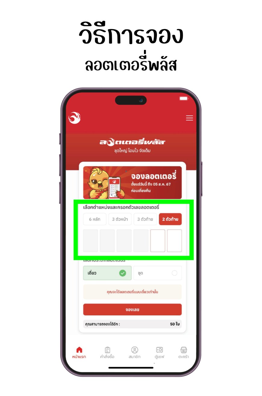 กรอกเลข จองลอตเตอรี่พลัสออนไลน์ Lottery plus app